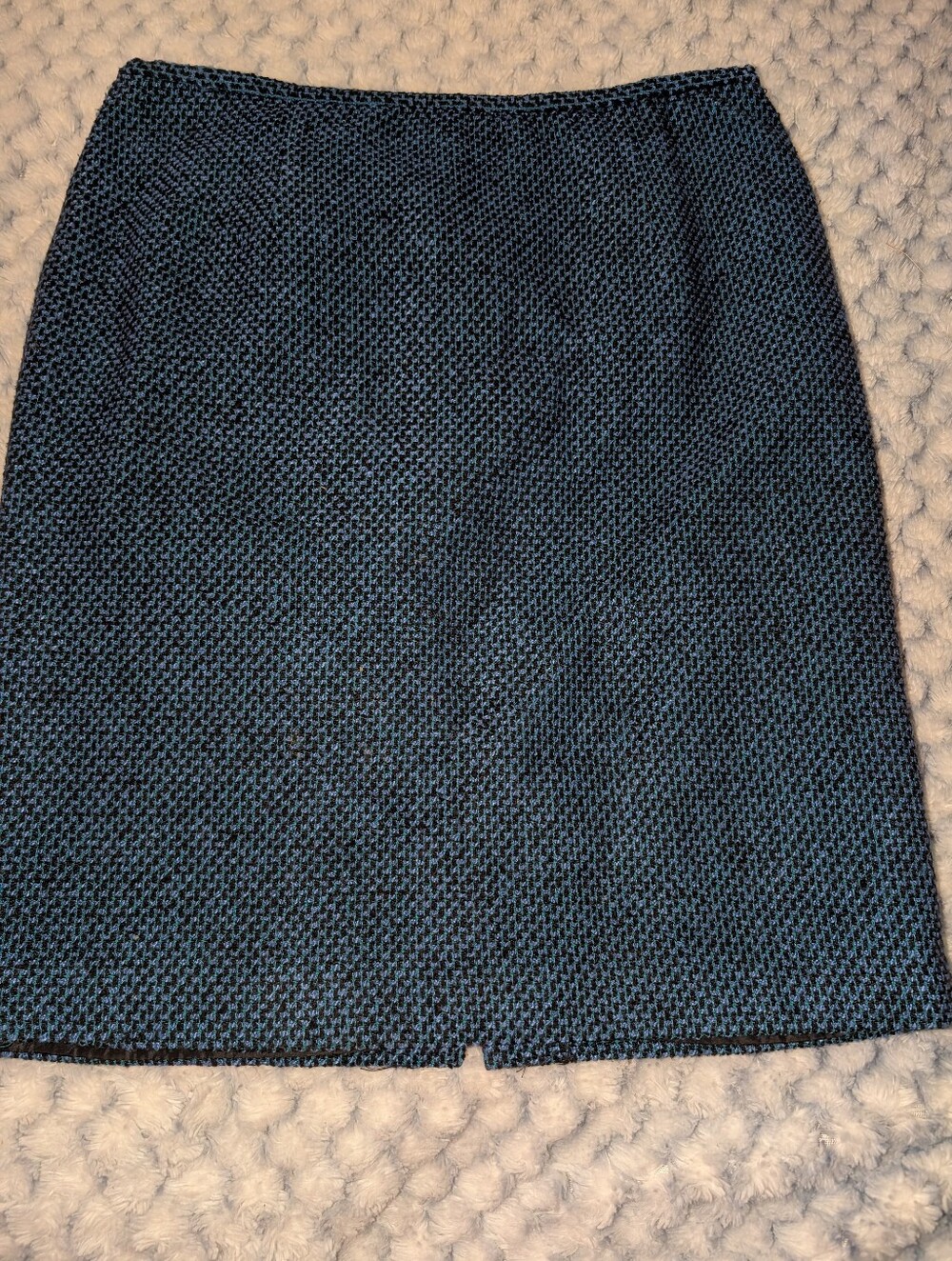 Calvin Klein Blue & Teal Textured Bouclé Tweed Skirt